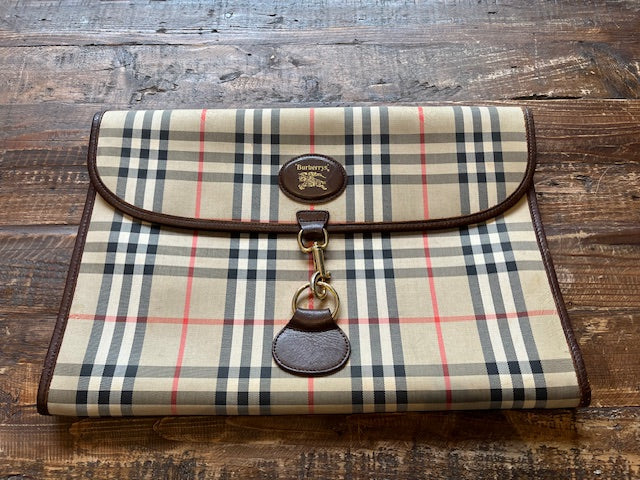 Vintage Burberry Clutch with Gold Hardware