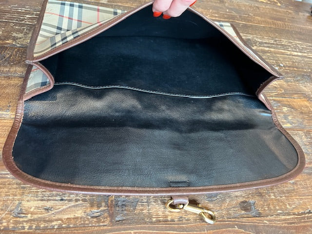 Vintage Burberry Clutch with Gold Hardware