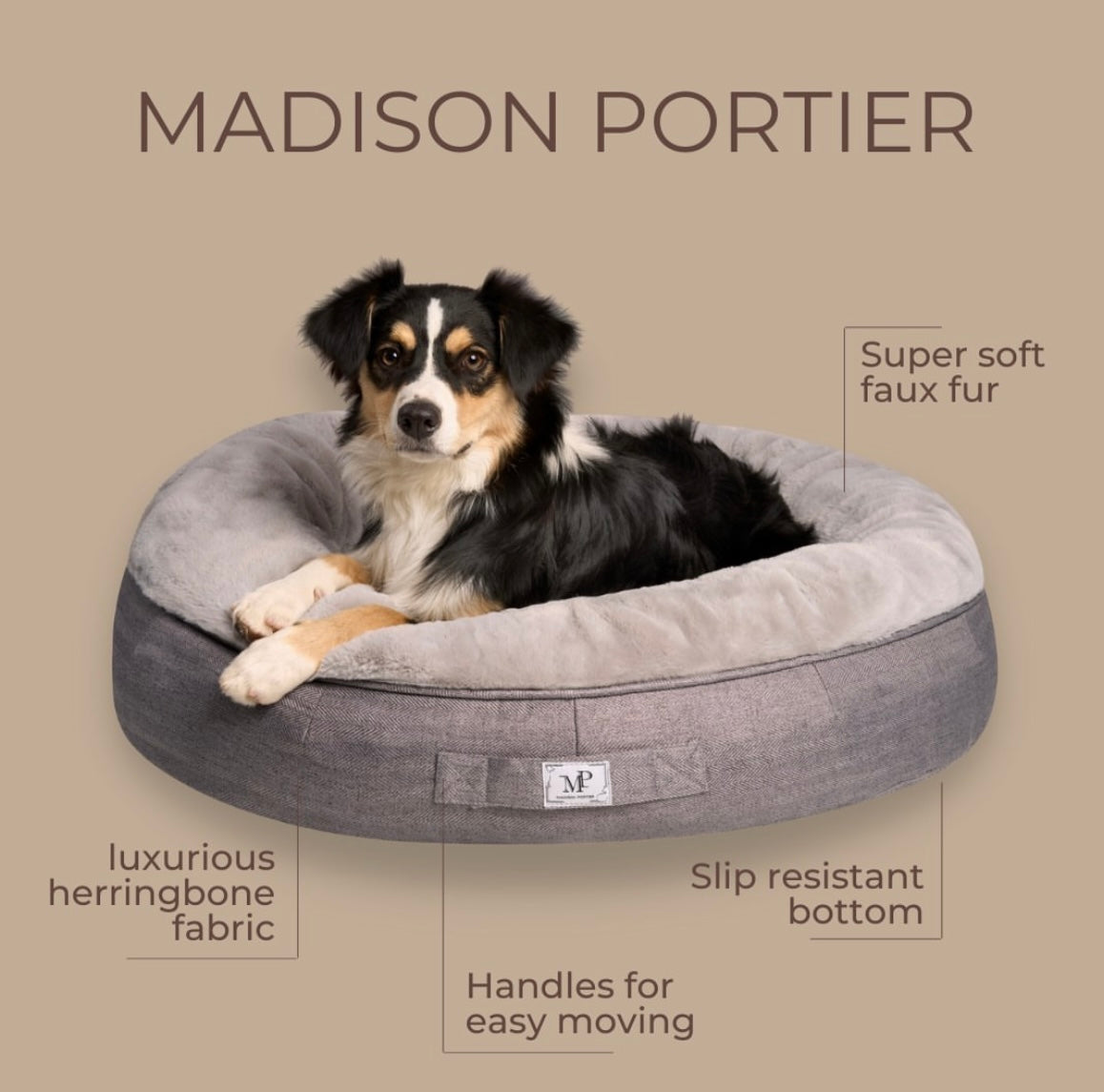 Madison Portier Luxury Orthopedic Support Dog Bed - MEDIUM