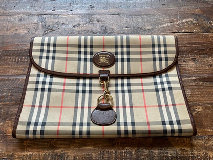 Vintage Burberry Clutch with Gold Hardware