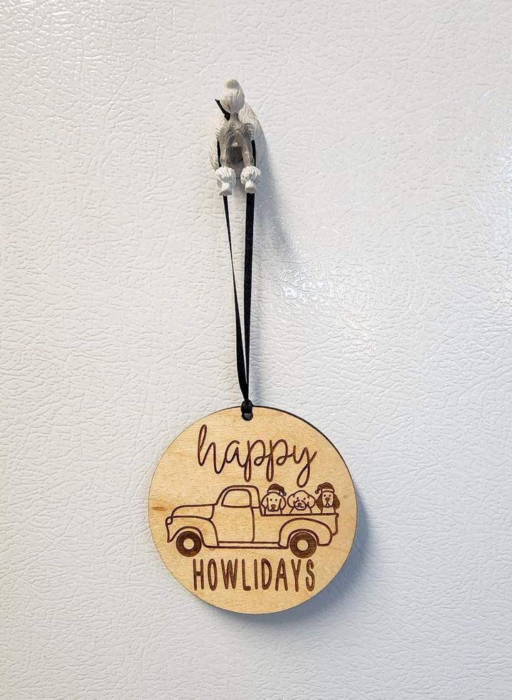 Happy Howlidays Wooden Ornament