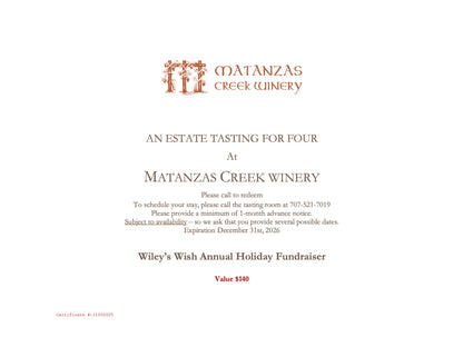 Estate Tasting for Four at Matanzas Creek Winery
